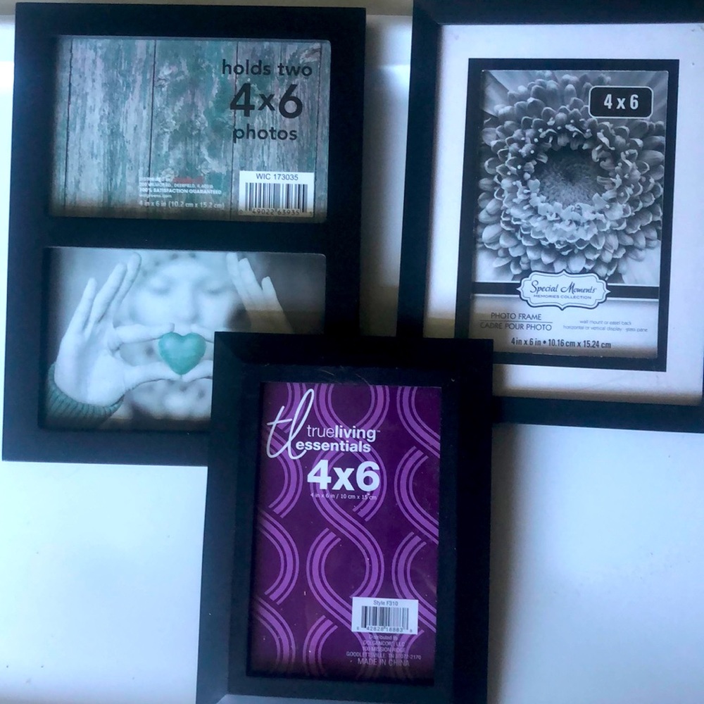 Set of 3 4 x 6 Black Photo Frames